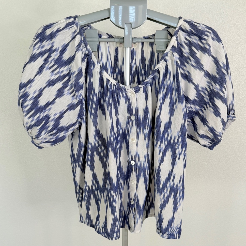 Marea Ikat Puff Sleeve Button-Down Blouse – Size L
